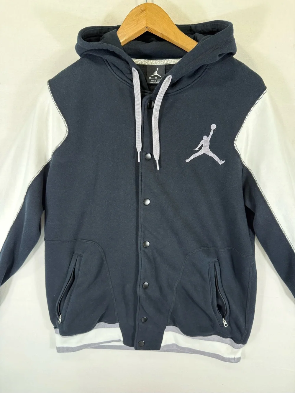 Jordan Black and White Hooded Varsity Jacket